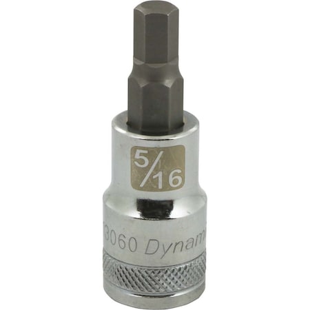Dynamic Tools 1/2"Dr SAE Hex Head, 5/16" Bit Standard Length, Chrome Socket D013060